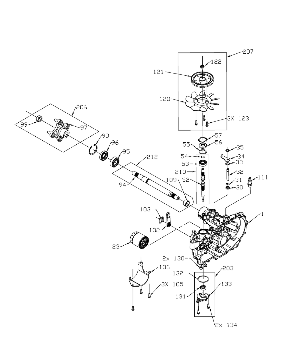 Transmission - Right Hand Upper Diagram and Parts List for Z-FORCEPRO48-KH 53BH3AGN050-22HP Cub Cadet Lawn Tractor